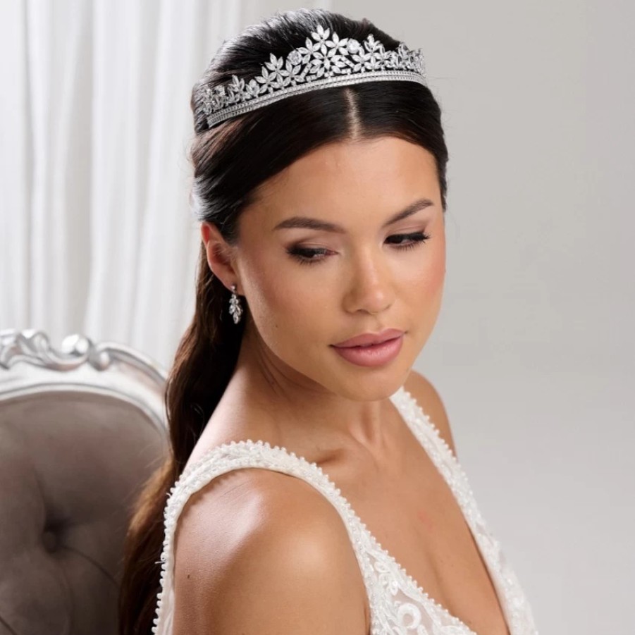 Lace & Favour Britannia Sparkly Cubic Zirconia Crystal Bridal Tiara Clearance