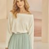 Bianco Evento Bianco Ivory Knitted Off The Shoulder Bridal Jumper E340 Hot