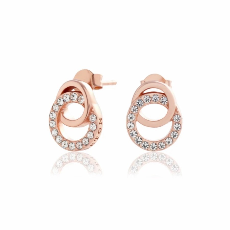 Olivia Burton Olivia Burton Bejewelled Rose Gold Interlink Drop Stud Earrings Wholesale