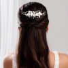 Lace & Favour Anemone Ivory Porcelain Flowers And Pearl Wedding Hair Comb (Gold) Clearance