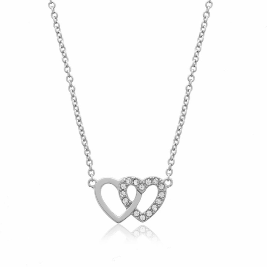 Olivia Burton Olivia Burton Silver Heart Necklace And Bracelet Jewellery Set Clearance