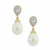 Lace & Favour Paloma Teardrop Pearl Wedding Earrings (Gold) Hot