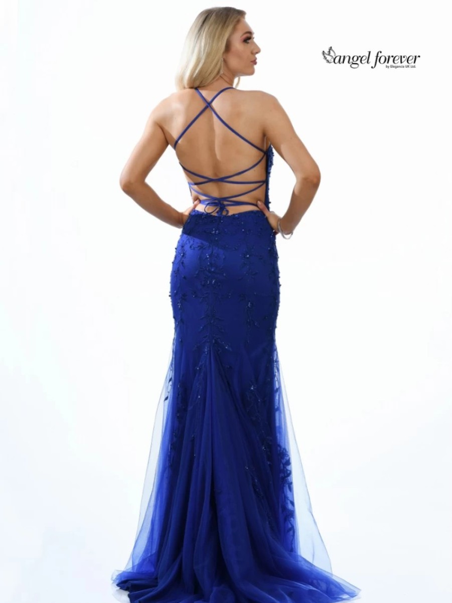 Angel Forever Angel Forever Beaded Lace Backless Fishtail Prom Dress (Royal Blue) Wholesale