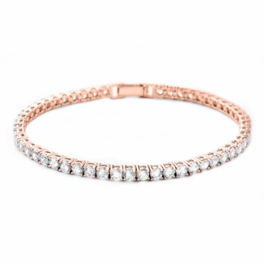 Lace & Favour Alanna Simple Cubic Zirconia Tennis Bracelet (Rose Gold) New