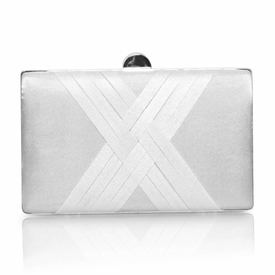 Perfect Bridal Perfect Bridal Bay Dyeable Ivory Criss Cross Satin Clutch Bag New