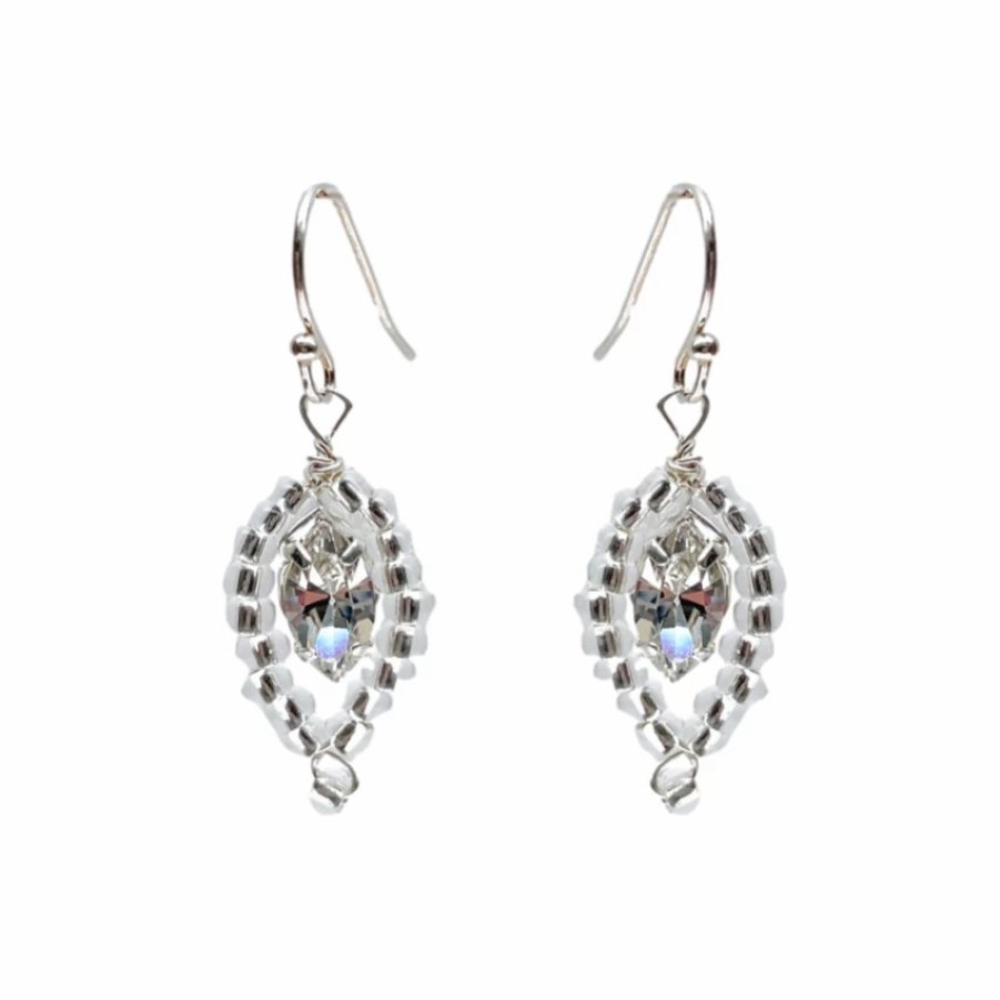 Hermione Harbutt Hermione Harbutt Catherine Crystal Leaf Drop Earrings New