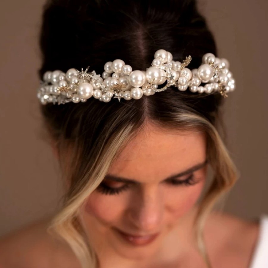 Arianna Arianna Celestial Pearl Embellished Bridal Headband Ar716 Hot