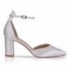 Perfect Bridal Perfect Bridal Liberty Ivory Satin Block Heel Ankle Strap Court Shoes Wholesale