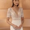 Bianco Evento Bianco Ivory Boho Lace V Neck Bridal Top E443 Best