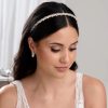 Lace & Favour Rochelle Gold Narrow Crystal And Pearl Headband Wholesale