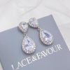 Lace & Favour Celeste Crystal Embellished Wedding Earrings (Silver) Hot