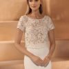 Bianco Evento Bianco Ivory Sequin Lace Bridal Top With Open Back E421 Best