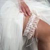 Boudoir Couture Chantilly Blush Floral Lace Bridal Garter With Pearl Droplet New