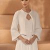 Bianco Evento Bianco Ivory Knitted Three Quarter Sleeve Bridal Jacket E432 Clearance