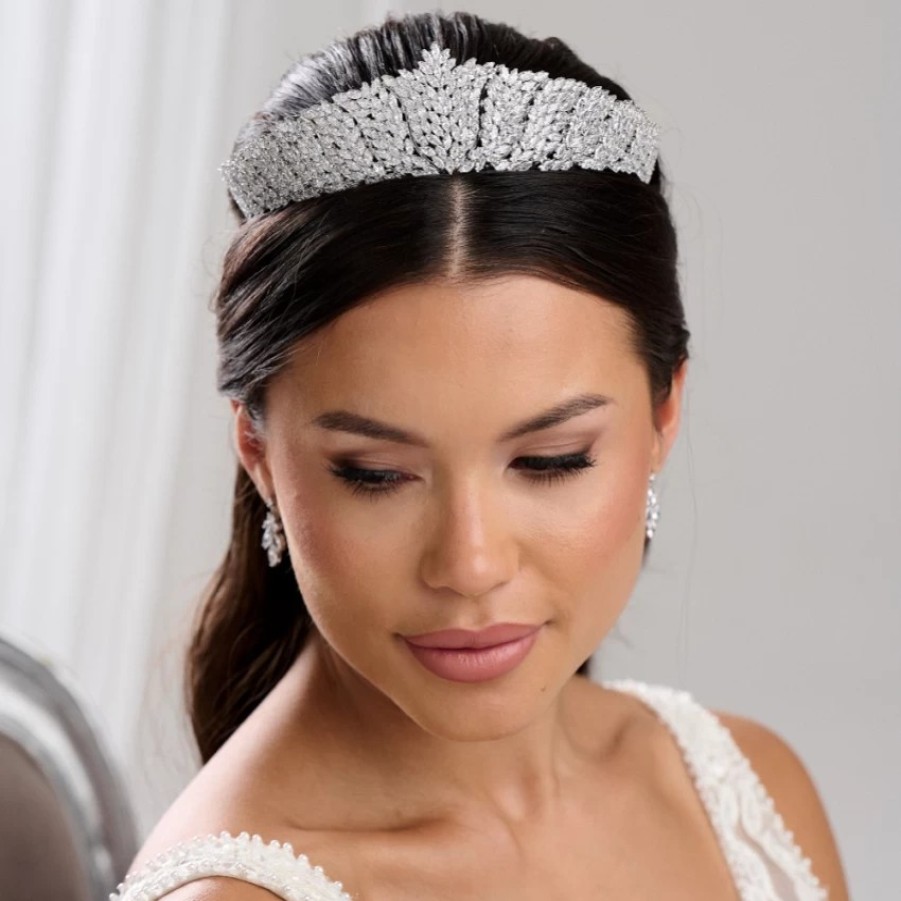 Lace & Favour Empress Statement Cubic Zirconia Crystal Bridal Tiara Best