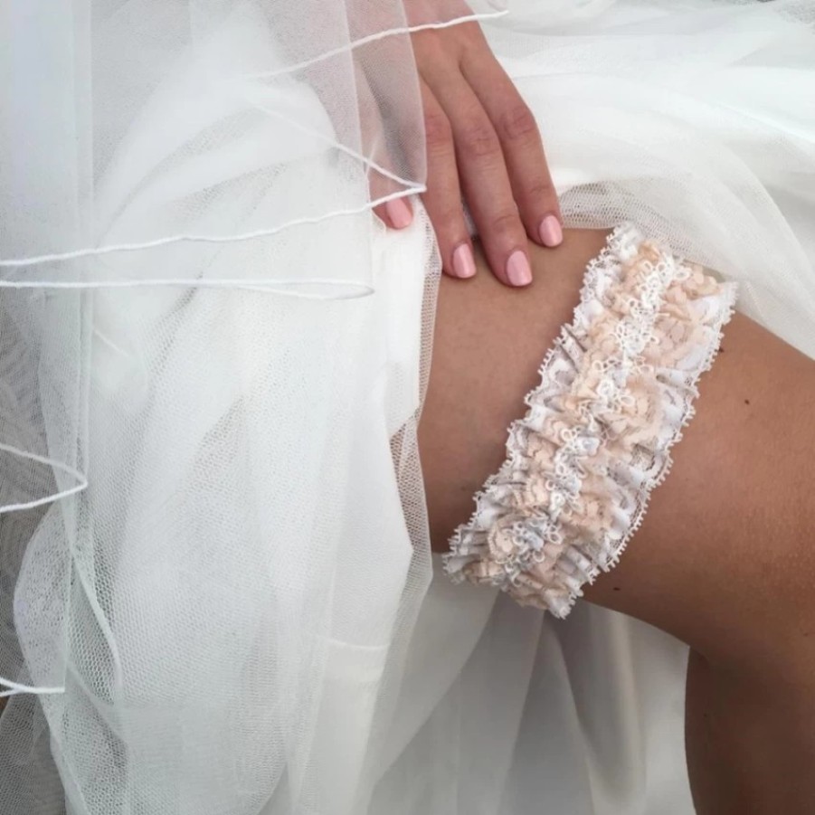 Boudoir Couture Honesty Blush And Ivory Lace Luxury Bridal Garter Best