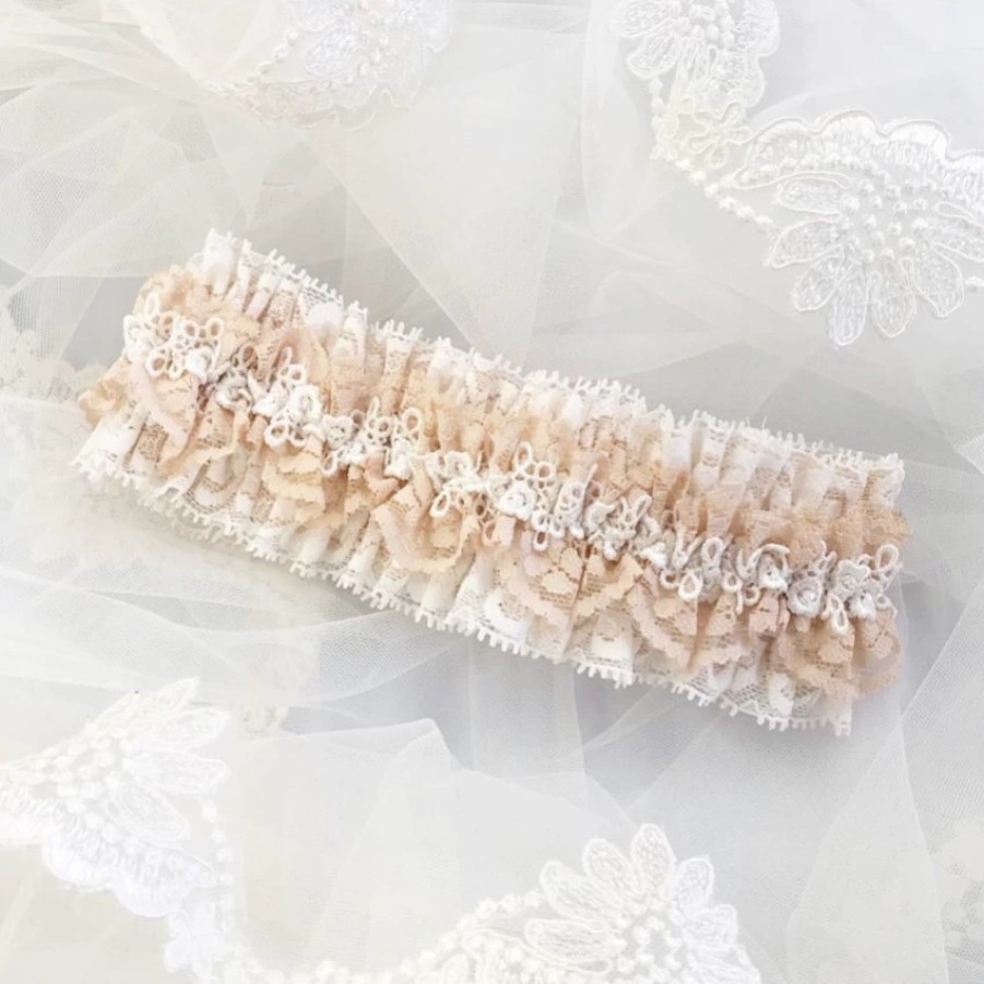 Boudoir Couture Honesty Blush And Ivory Lace Luxury Bridal Garter Best