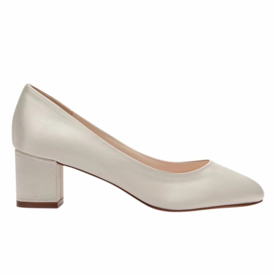 Rainbow Club Rainbow Club Serenity Ivory Satin Low Block Heel Court Shoes Online