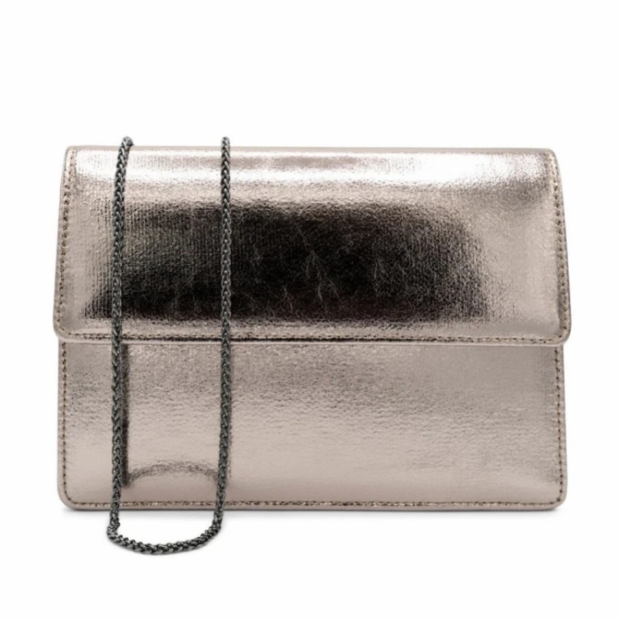 Pink Paradox London Paradox London Darlene Pewter Metallic Clutch Bag Online