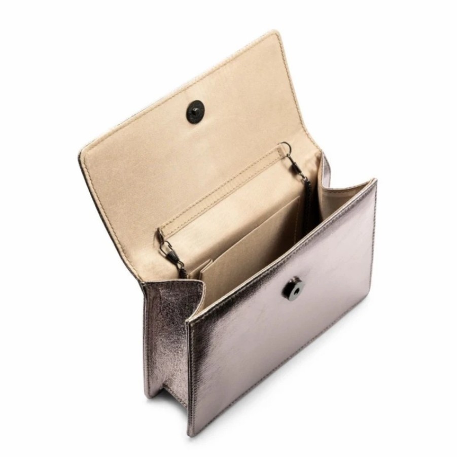 Pink Paradox London Paradox London Darlene Pewter Metallic Clutch Bag Online