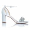 Perfect Bridal Perfect Bridal Alexa Ivory Satin Embellished Block Heel Sandals Clearance