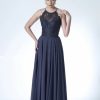 Angel Forever Angel Forever High Neck Lace Bodice A Line Chiffon Prom Dress (Charcoal) New