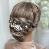 Lace & Favour Skye Porcelain Flowers And Pearl Bridal Hair Comb (Silver) Clearance