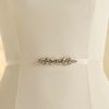 Bianco Evento Bianco Narrow Satin Wedding Belt With Crystal Detail Online