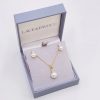 Lace & Favour Evie Gold Dainty Pearl Stud Earring And Pendant Jewellery Set Hot