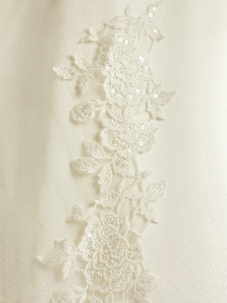 Bianco Evento Bianco Single Tier Cut Edge Cathedral Veil With Sequinned Floral Lace Train S342 Hot