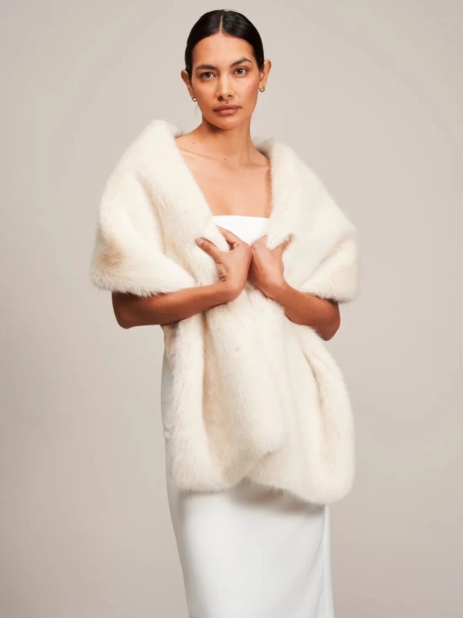 Helen Moore Helen Moore Ivory Long Faux Fur Stole New