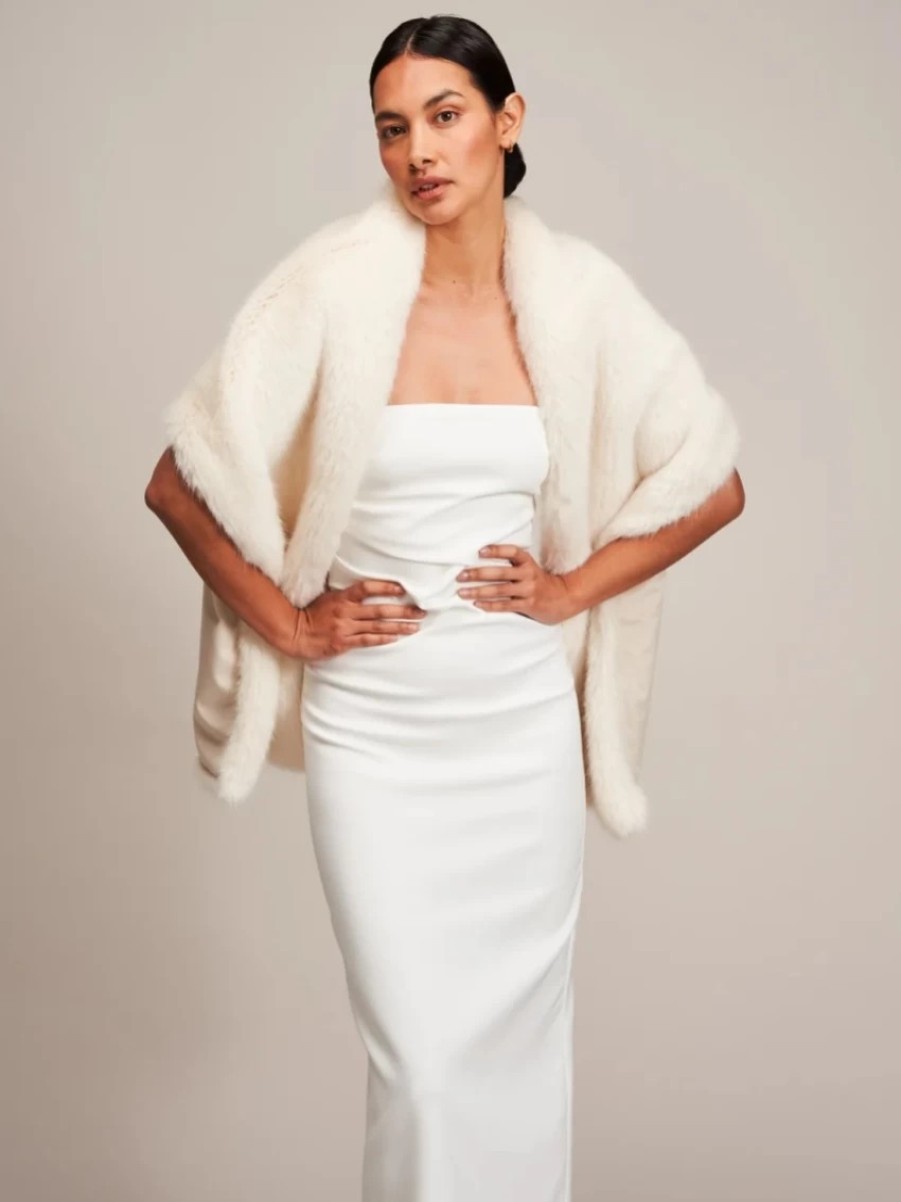 Helen Moore Helen Moore Ivory Long Faux Fur Stole New