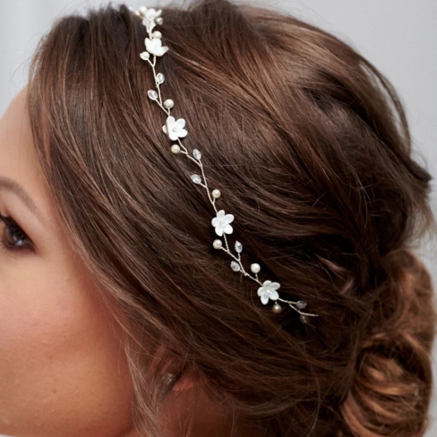 Posy & Pearl Fleur Delicate Pearl And Crystal Floral Hair Vine Wholesale