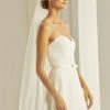 Bianco Evento Bianco Ivory Plain Single Tier Fingertip Veil With Cut Edge S303 Hot