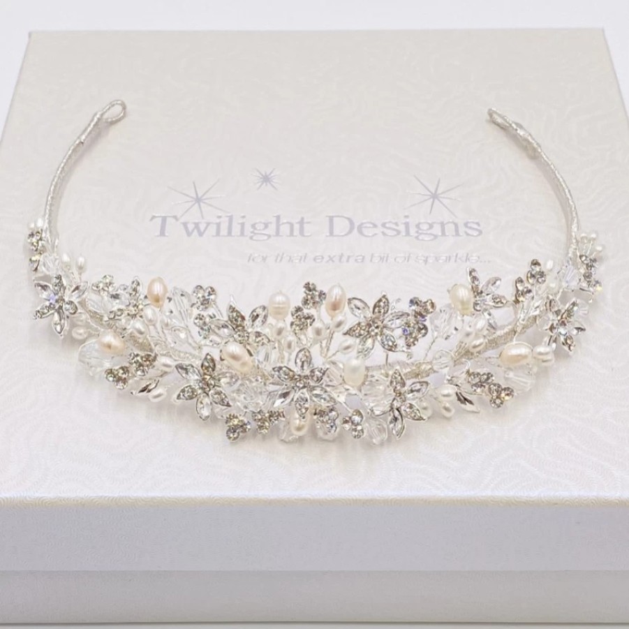 Twilight Designs Tahlia Freshwater Pearl, Diamante Flowers And Crystal Tiara Best