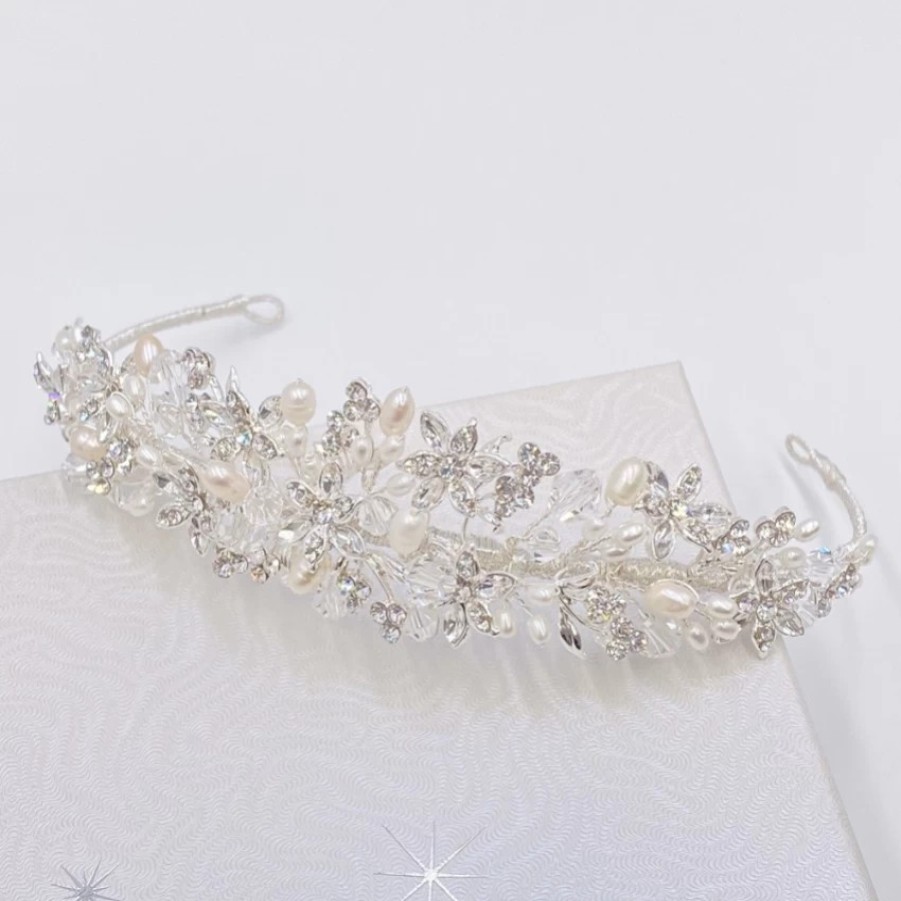 Twilight Designs Tahlia Freshwater Pearl, Diamante Flowers And Crystal Tiara Best