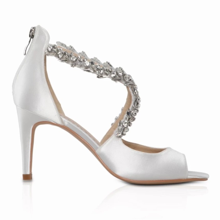 Perfect Bridal Perfect Bridal Katelyn Dyeable Ivory Satin Crystal Wedding Sandals Online