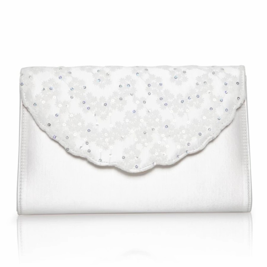 Perfect Bridal Perfect Bridal Nutmeg Dyeable Ivory Satin And Sequin Lace Clutch Bag Hot