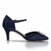 Perfect Bridal Perfect Bridal Kitty Navy Satin Pearl Brooch Two Part Court Shoes Best