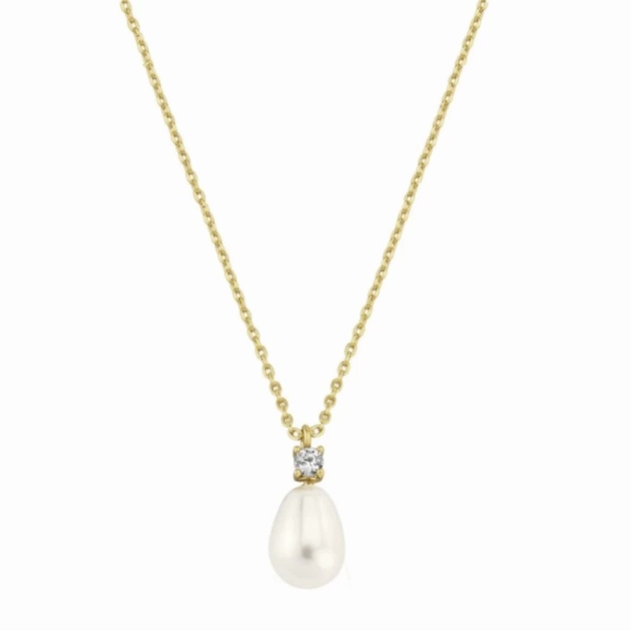 Lace & Favour Dolci Gold Teardrop Pearl Pendant Necklace Clearance