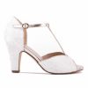 Pink Paradox London Paradox London Quentin Ivory Lace And Gold Block Heel T-Bars Best