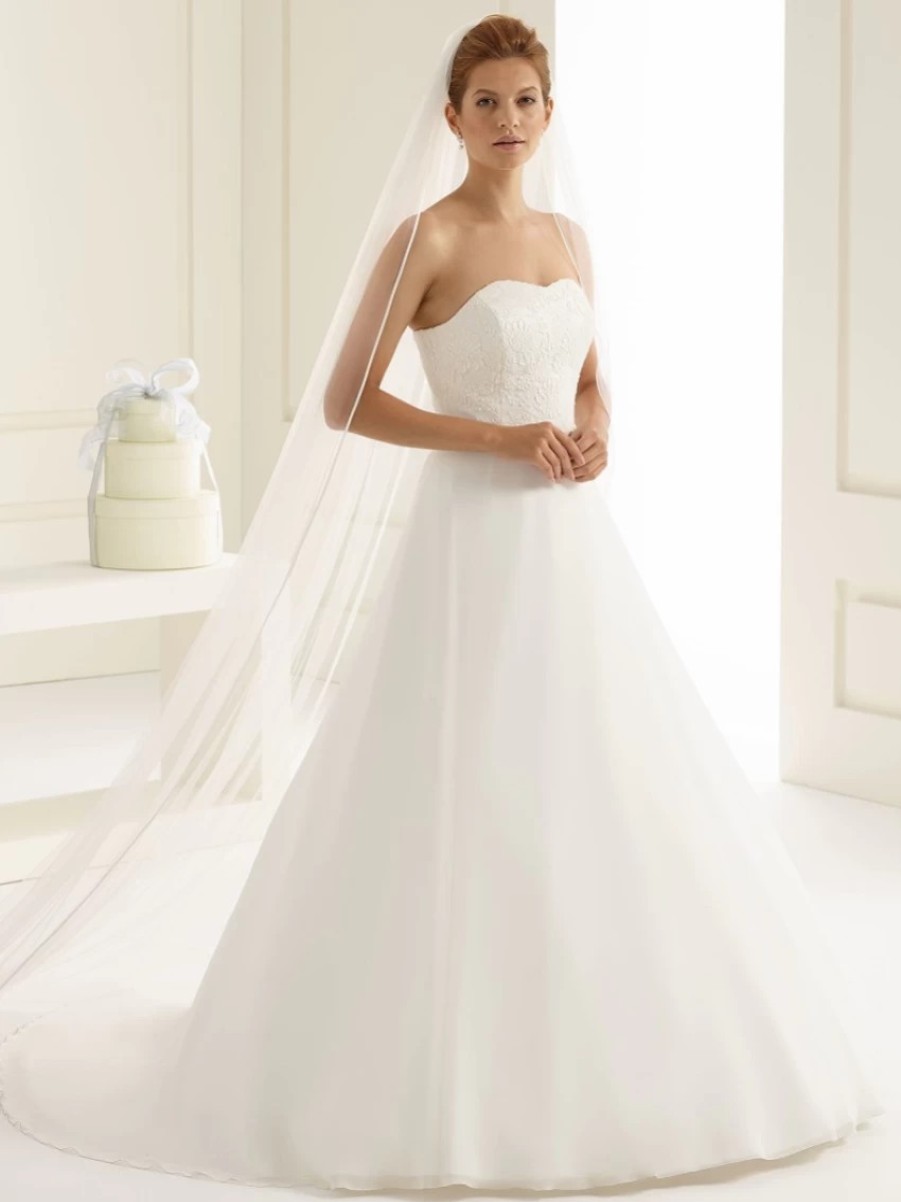 Bianco Evento Bianco Ivory Single Tier Satin Edge Cathedral Veil S153 Best