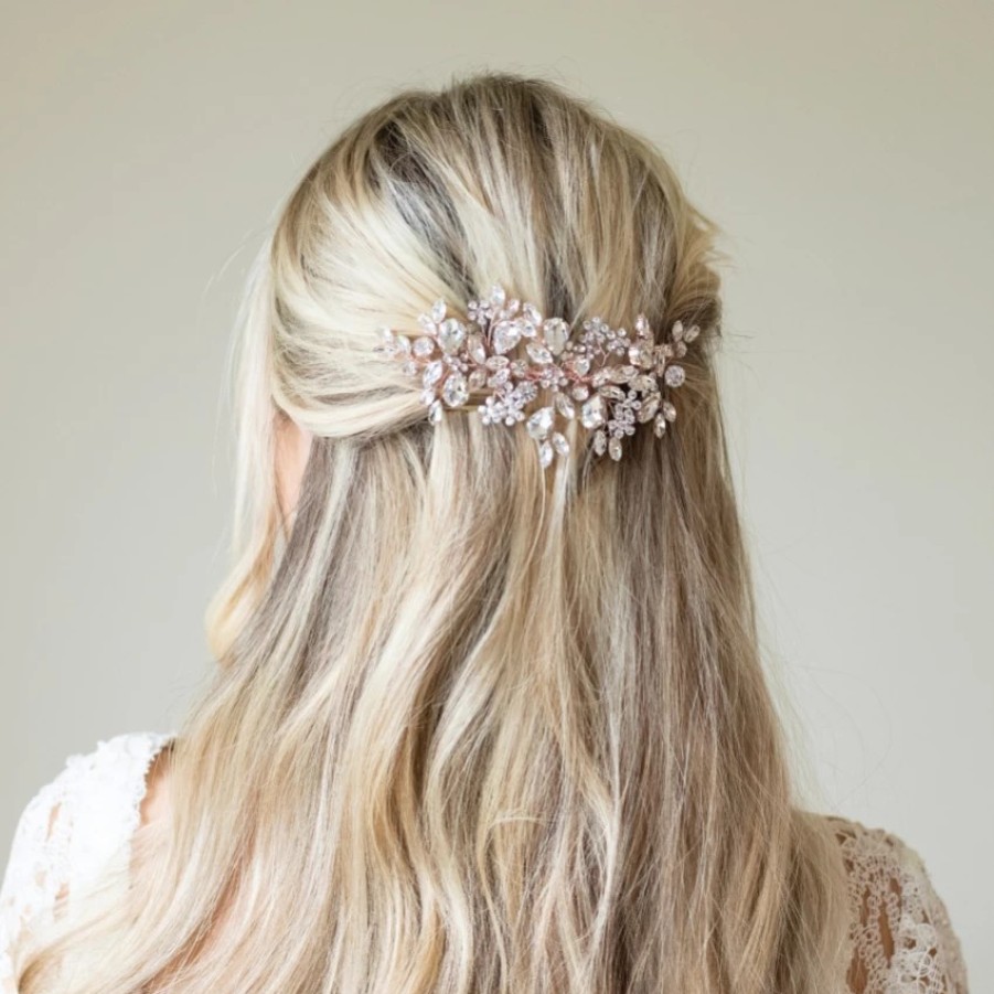 Ivory & Co Ivory And Co Rose Gold Crystal Encrusted Sparkling Wedding Hair Comb Hot