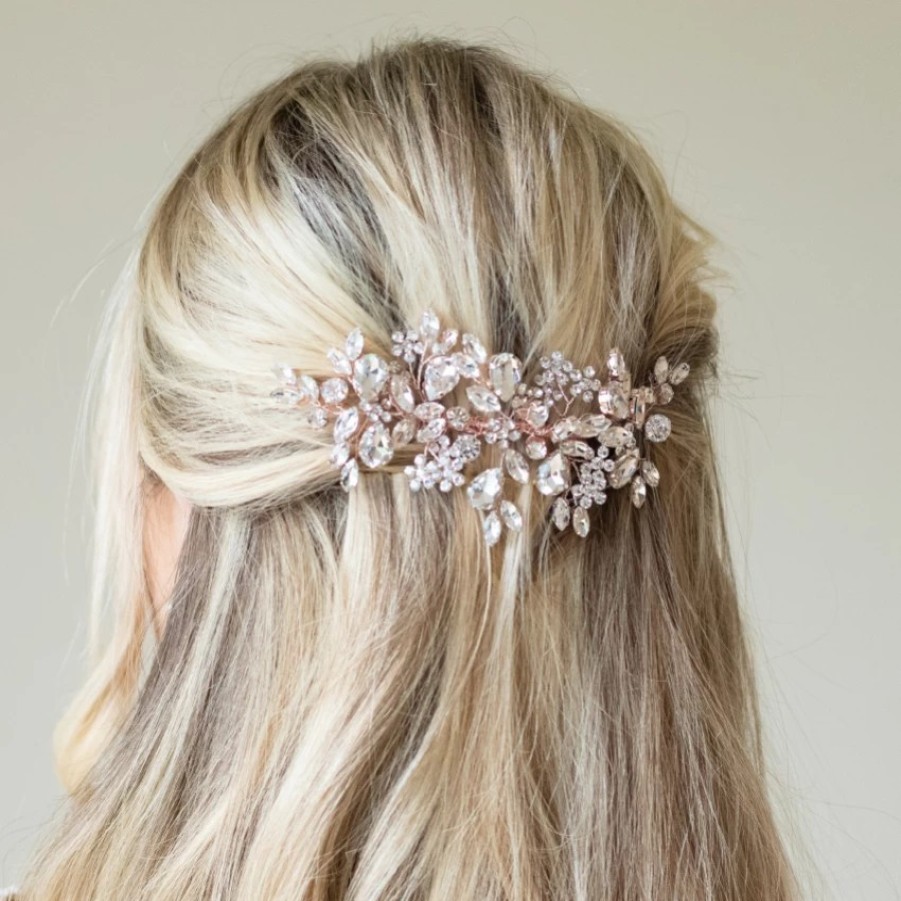 Ivory & Co Ivory And Co Rose Gold Crystal Encrusted Sparkling Wedding Hair Comb Hot