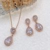 Lace & Favour Celeste Rose Gold Crystal Embellished Wedding Jewellery Set Hot