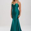 Linzi Jay Linzi Jay Cowl Neck Backless Stretch Satin Prom Dress With Train New