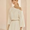 Bianco Evento Bianco Ivory Knitted One Shoulder Bridal Jumper E366 Clearance