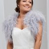 Beverly Hills Hayworth Silver Grey Ostrich Feather Bridal Bolero Best