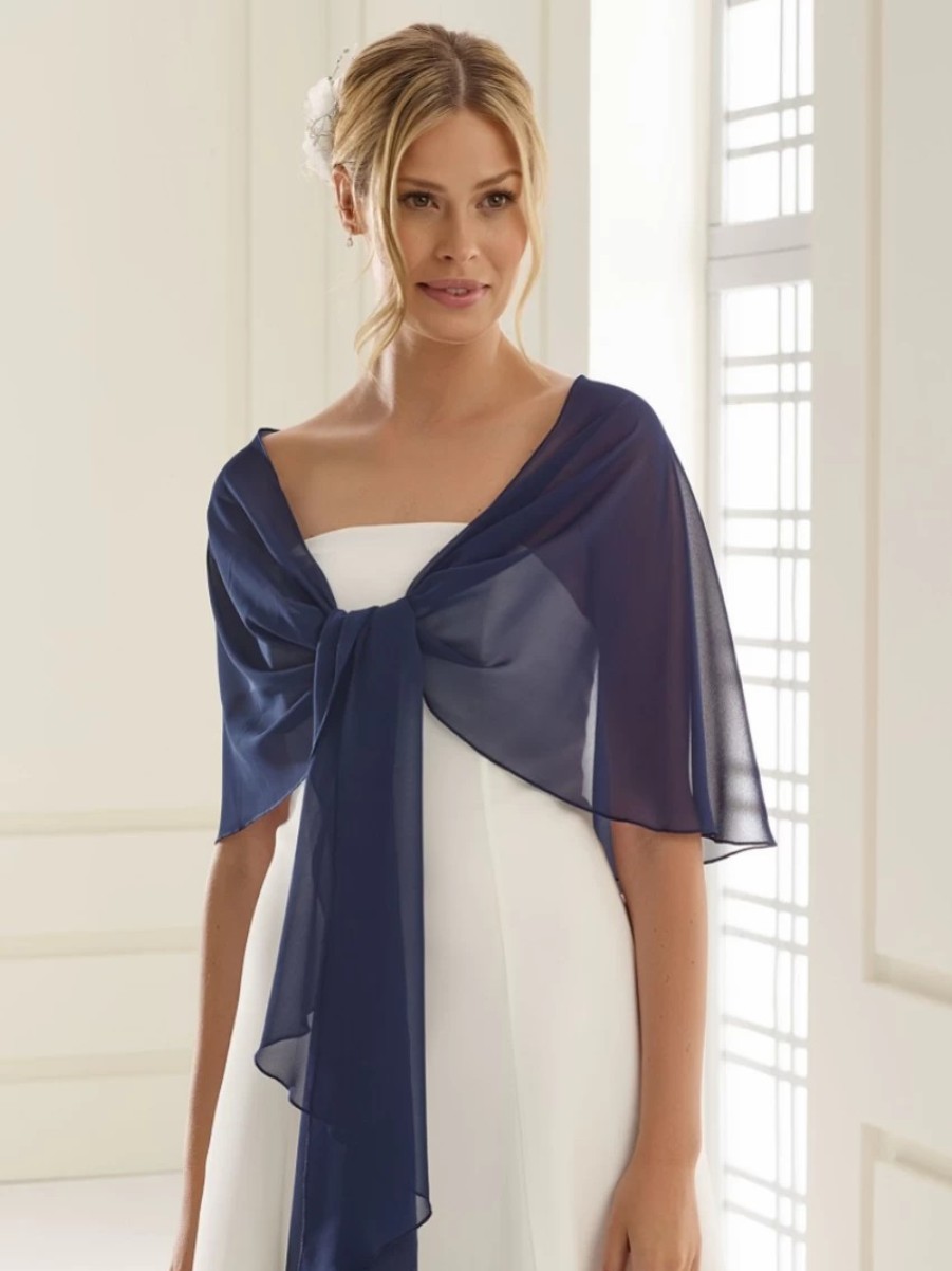 Bianco Evento Bianco Navy Chiffon Wedding Wrap E13 New