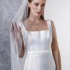 Rainbow Club Rainbow Club Starfire Ivory Raw Edge Chapel Length Veil With Crystals Hot